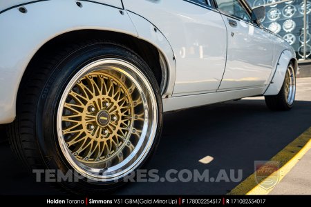 17x8.0 17x10 Simmons V51 GBM on Holden Torana