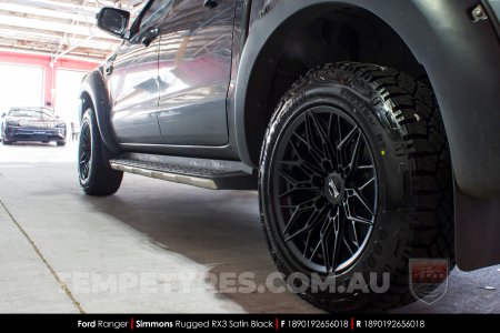 18x9.0 Simmons Rugged RX3 Satin Black on Ford Ranger