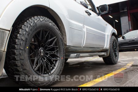 18x9.0 Simmons Rugged RX3 Satin Black on Mitsubishi Pajero