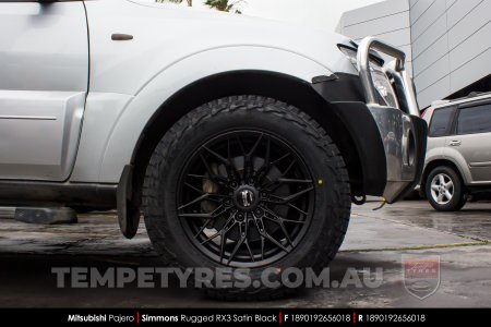 18x9.0 Simmons Rugged RX3 Satin Black on Mitsubishi Pajero