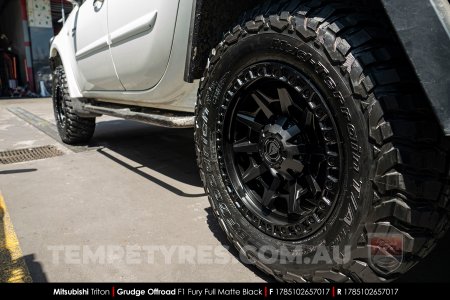 17x8.5 Grudge Offroad F1 Fury Full Matte Black on Mitsubishi Triton