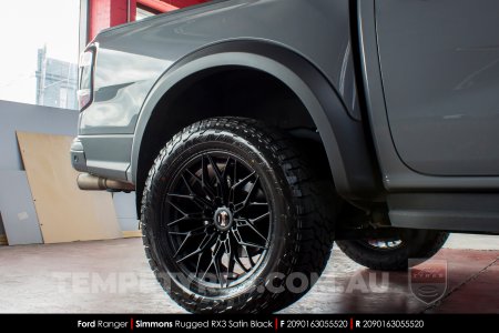 20x9.0 Simmons Rugged RX3 Satin Black on Ford Ranger Raptor