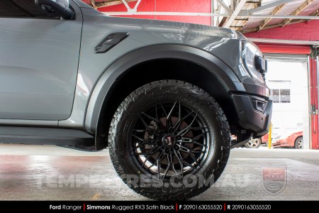 20x9.0 Simmons Rugged RX3 Satin Black on Ford Ranger Raptor