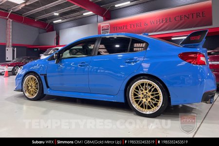 19x8.5 19x9.5 Simmons OM-1 Gold on Subaru WRX