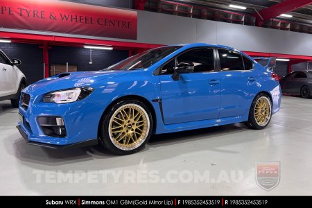 19x8.5 19x9.5 Simmons OM-1 Gold on Subaru WRX