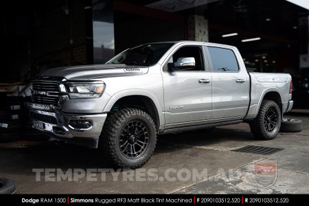 20x9.0 Simmons RUGGED RF3 Matt Black Tint Machined on Dodge Ram