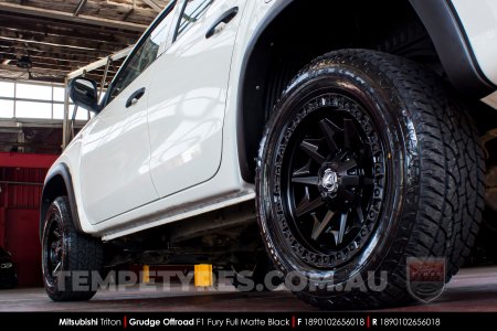 18x9.0 Grudge Offroad F1 Fury Full Matte Black on Mitsubishi Triton