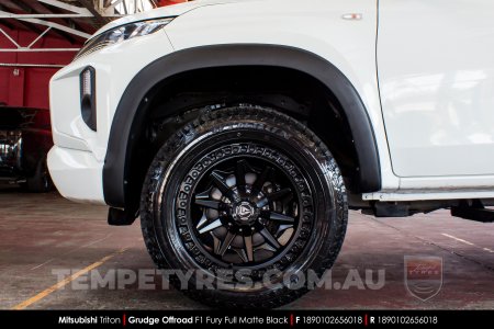 18x9.0 Grudge Offroad F1 Fury Full Matte Black on Mitsubishi Triton