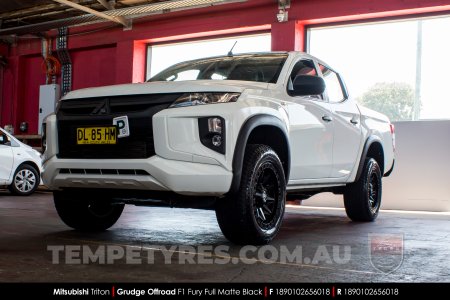 18x9.0 Grudge Offroad F1 Fury Full Matte Black on Mitsubishi Triton