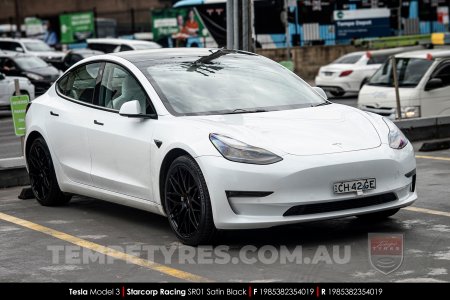 19x8.5 Starcorp Racing SR01 Satin Black on Tesla Model 3