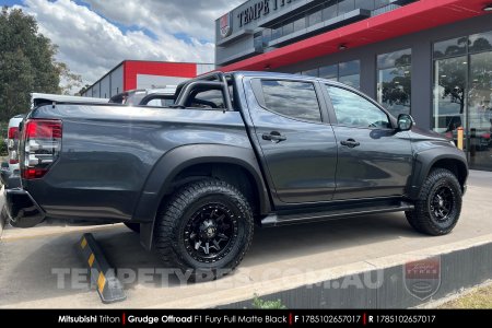 17x8.5 Grudge Offroad F1 Fury Full Matte Black on Mitsubishi Triton