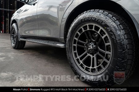 20x9.0 Simmons RUGGED RF3 Matt Black Tint Machined on Nissan Patrol