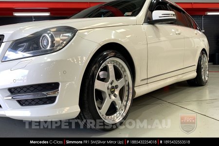 18x8.5 18x9.5 Simmons FR-1 Silver on Mercedes C-Class