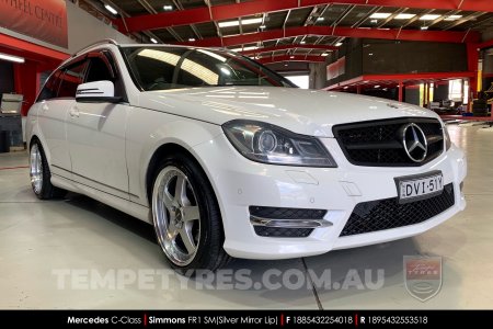 18x8.5 18x9.5 Simmons FR-1 Silver on Mercedes C-Class