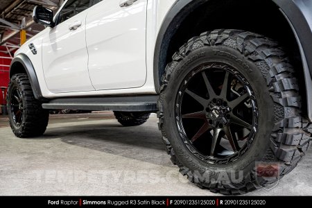 20x9.0 Simmons Rugged R3 Satin Black on Ford Ranger Raptor