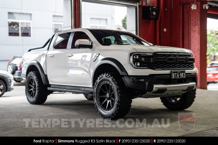 20x9.0 Simmons Rugged R3 Satin Black on Ford Ranger Raptor