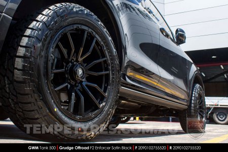 20x9.0 Grudge Offroad F2 Enforcer Satin Black on GWM Tank