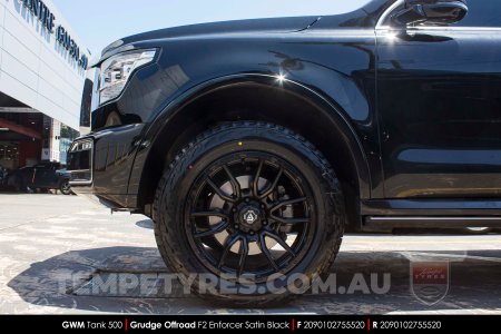 20x9.0 Grudge Offroad F2 Enforcer Satin Black on GWM Tank