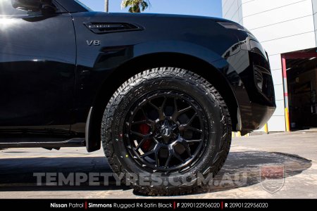 20x9.0 Simmons Rugged R4 Satin Black on Nissan Patrol