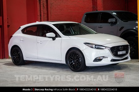 18x8.0 Starcorp Racing 498 MForce Satin Black on Mazda 3