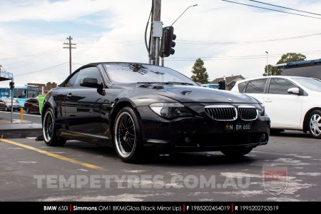 19x8.5 19x9.5 Simmons OM-1 Gloss Black on BMW 6 Series