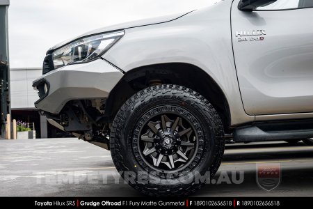 18x9.0 Grudge Offroad F1 Fury Matte Gunmetal on Toyota Hilux SR5