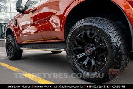 18x9.0 Simmons MAX X11 MBW on Ford Everest